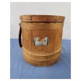 Vintage Wooden Bucket With Lid broken Handle,