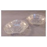 Glass etched trinket bowls set of 2