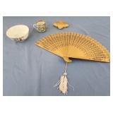 Hand Crafted Vintage Wooden Asian Hand Fan Wall
