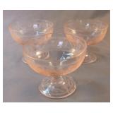 Set of 3 Depression pink dessert bowls