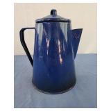 Enamelware Cowboy Coffee Pot Blue Speckled 10