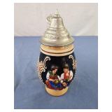 6" West German Lidded Stein, Pewter