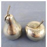 Pewter apple and pear salt and pepper shaker