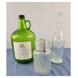 Gallo large green glass jug, Atlas EZ seal wire
