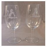 Set of 2 etched stallion wine glasses