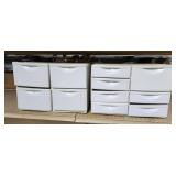 Two plastic stackable storage drawers