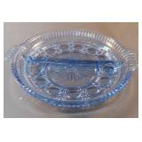 Indiana Blue glass divided dish