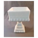 Vintage White Milk Glass Pedestal Candy Dish No