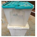 2 totes have writing on them fold open