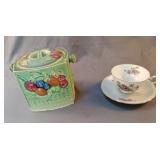 Biscuit jar with chips and cracks and a Royal