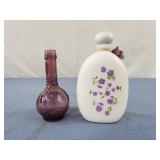 Vintage avon perfume milk glass bottle, 2" purple