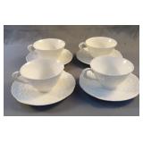 4 cups and saucers Rose Point China. Has small