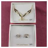 Black and White Crystal 10K gold plated