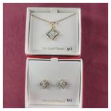 Black and White Crystal 10K gold plated