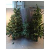 2 lighted 3 foot Christmas trees and 1 2.5 foot