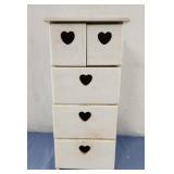 7x17x5 heart cutout wooden drawers