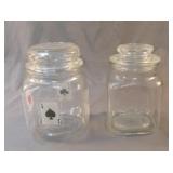 Fleur De Lis glass square jar with chipped lid