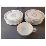 Cup & Saucers SCIO Pottery Rooster Weathervane