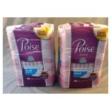 Poise pads. 2 packs of regular length 66 count