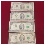 Four - 2 dollar bills -  3 -1995, 2013