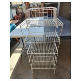 5 tier white coated metal stackable rack shelf