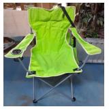 Portable/foldable lime green camping chair with