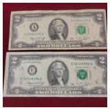 Two - 2 dollar bills Series 1976