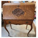 Antique Secretary desk tiger wood missing top