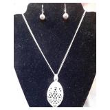 12" white necklace with 2" white charm with