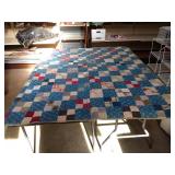 Handmade reversible quilt with stuffing 74 x 76.