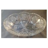 Glass oval etched candy bowl 7 x 2 x 5.5