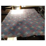 Handmade red, white and blue quilt facing 80 x