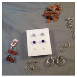 Misc jewelry lot including earrings, bee charm