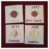 Coins, 1980 Canada dime,  1997 Hong kong 10c,