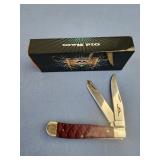 OLD RAM DOUBLE BLADE POCKET KNIFE DARK RED