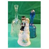 Wedding bell, blue bell and a crystal bell