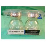 Glass salt and pepper shaker set. 3.5" tall. New