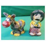 Mexican man and donkey salt and pepper