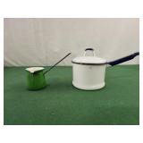 Mid-Century Enamelware Sauce Warmer Green, Butter