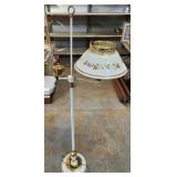 MCM Toleware Floor Lamp w/Milk Glass lamp