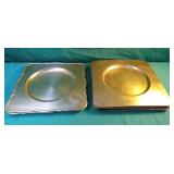 Square gold plastic chragers 13"