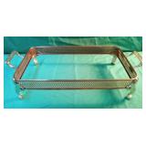 Bronze and copper colored casserole dish footed