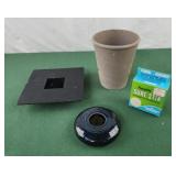 Floral frogs, floral adhesive and flower pot