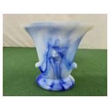 Blue and White Small Slag Glass Daffodil
