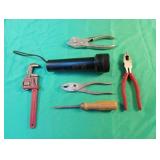 Misc tool lot including flashlight, screwdriver,