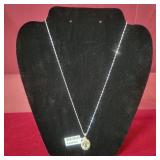 925 Silver chain and Pendant with .925 Green tint