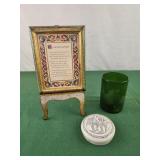 Recycled green wine bottle into a glass cup with