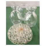 Lot of small glass single flower vases and clear