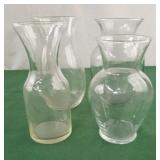 Lot of 4 glass flower vases