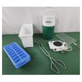 Cooler jug thermos, large tongs, coffee warmer,